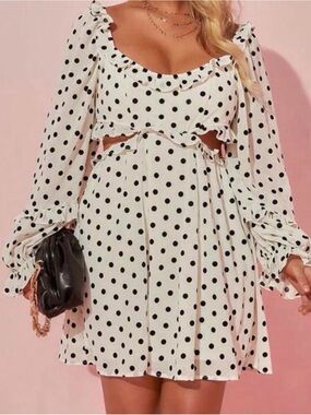 See Ella Polka Dot Cutout Mini Dress